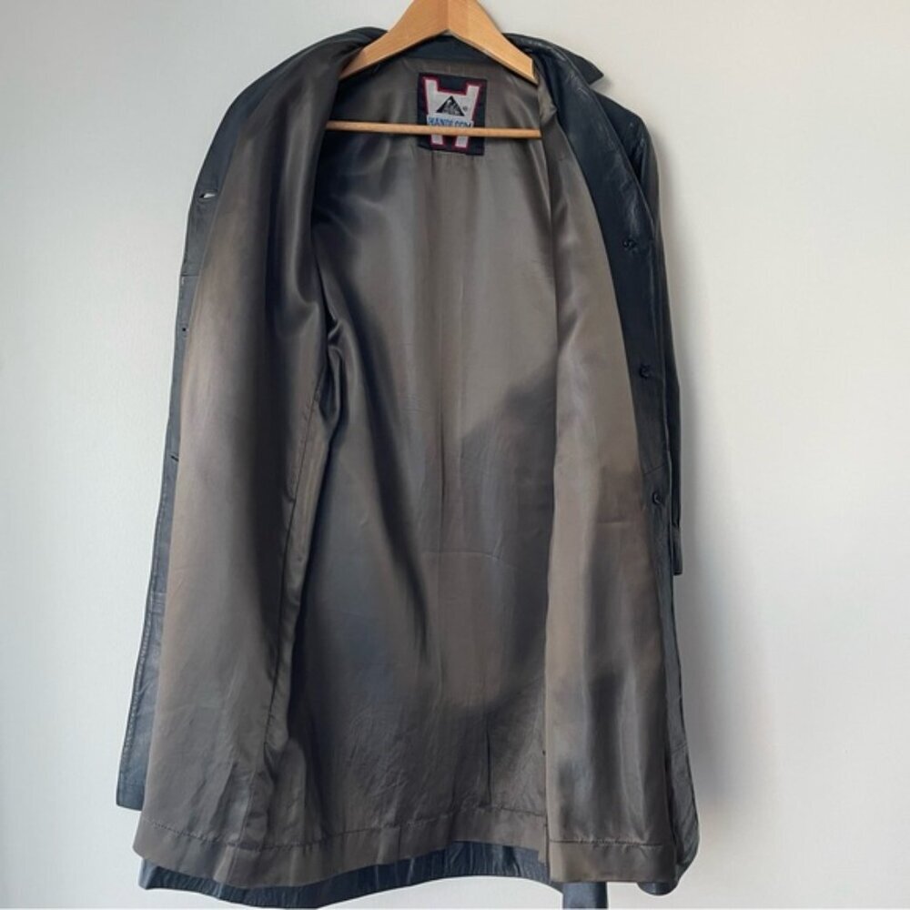 Vintage Black Vegan Leather Blazer Jacket 90s - Picture 4 of 9